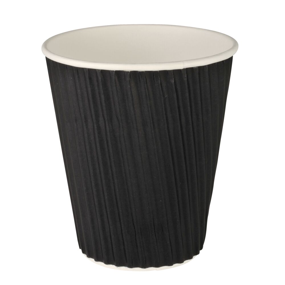 Kaffebæger, Gastro, 9cm, Ø8cm, 24 cl, sort, pap/PE, 8 oz, ripple wall - 25 stk