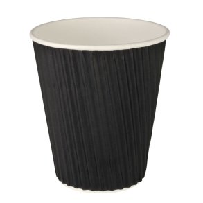 Coffee cup Gastro, 11cm, 9cm, 36 cl, black, cardboard/PE, 12 oz, ripple wall - 25 pcs