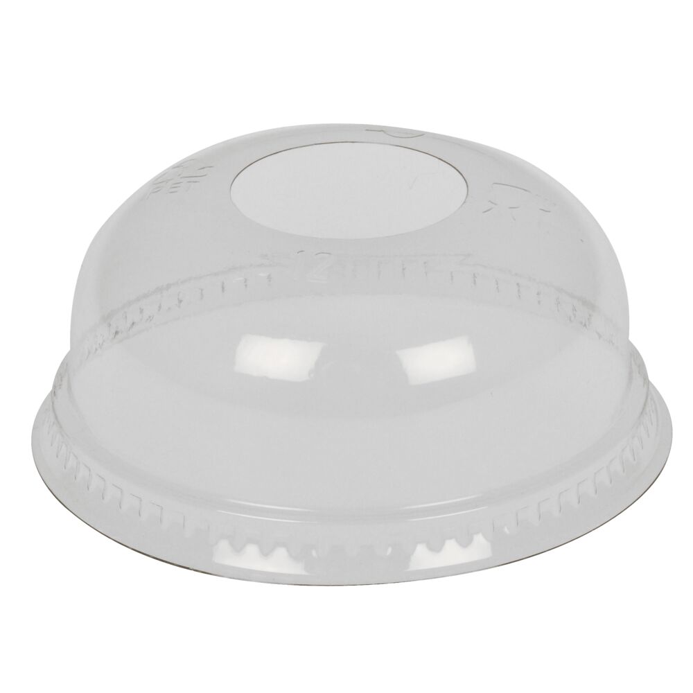 Kuppel låg Gastro, Ø9,5cm, klar, RPET, med hul- Pakke med 100 stk